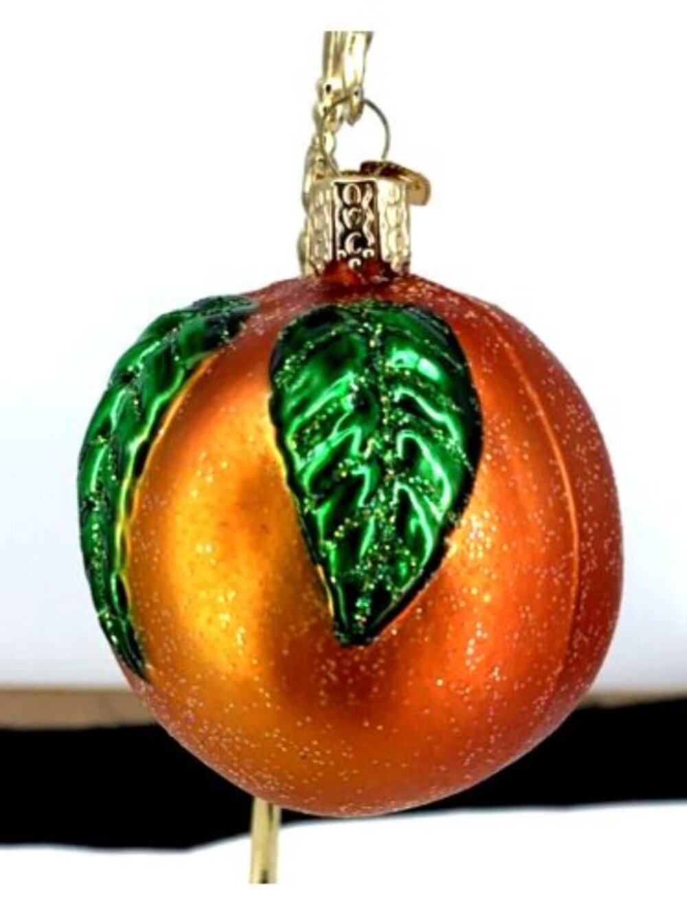 Old World Christmas Peach Blown Glass Christmas Ornament 2.75"
